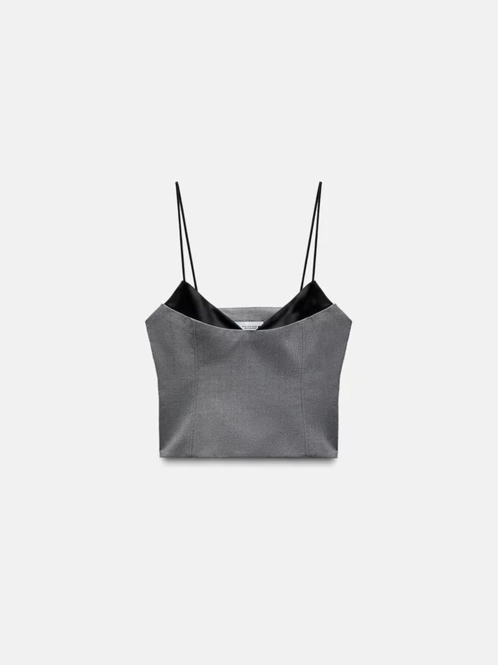 Zara NWT Contrast Tank Top Cropped Side Zip Peekaboo Bra Grey Black